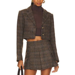 Astr The Label 'Siarah' Brown Cropped Twill Jacket Size XS